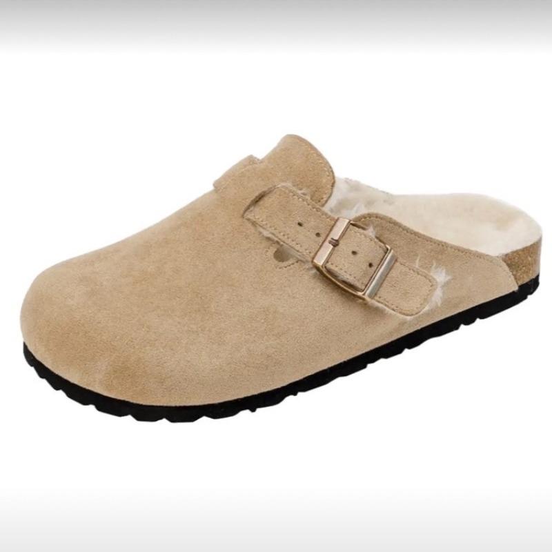 Módní nové dámské pantofle podzim zima kožené s kulatou špičkou pantofle pro páry venkovní ležérní udržující teplo dámské semišové nazouváky boty