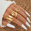 3Pcs/Set Alloy Plating Process Ring Set Exaggerated Geometric Finger Ring Adjustable Opening Design