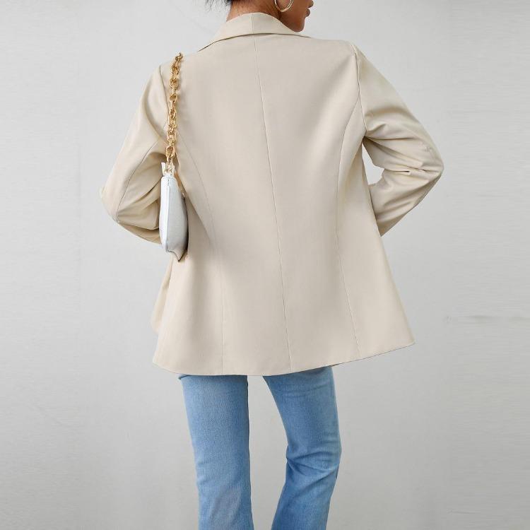 Autumn Winter Women's Casual Long Sleeve Solid Color Blazer Suit Button Commuter Temperament