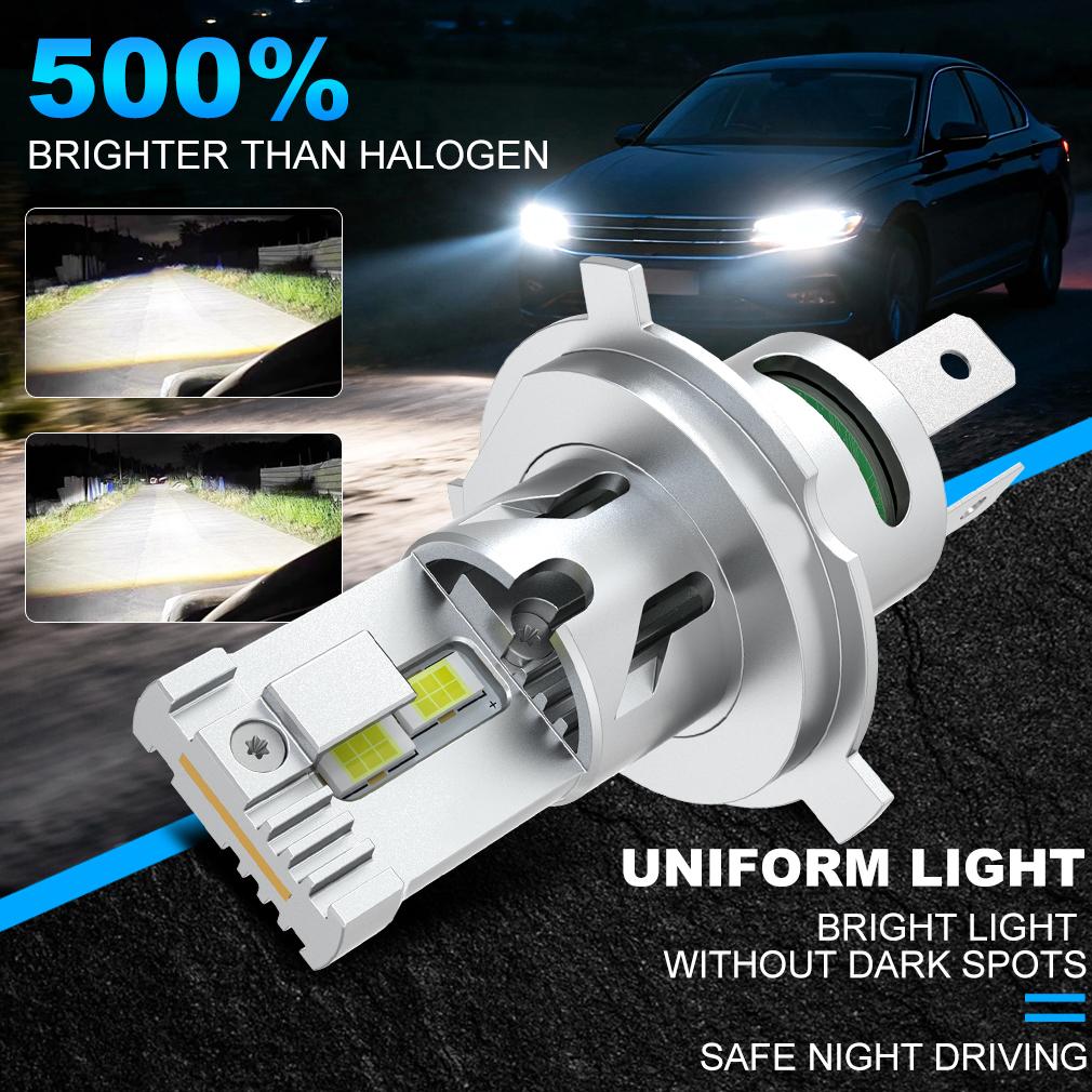 2Pcs H4 LED Headlight Bulbs High&Low Beam 36000LM Canbus Turbo Car Motorcycle Head Lights Super Bright Automotive Moto Headlamp Plug&Play 6500K White