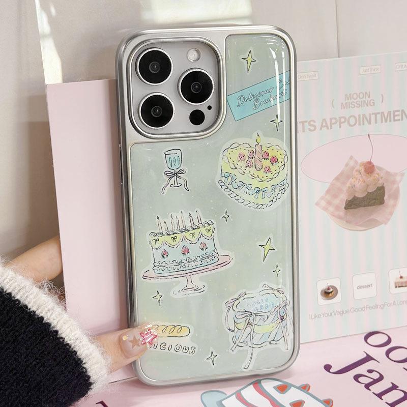 Zhitai Electroplated Silver Edge Drip Glue Case for iPhone 16 Pro Max, Fits iPhone 15, 14, 13, and Huawei P70
