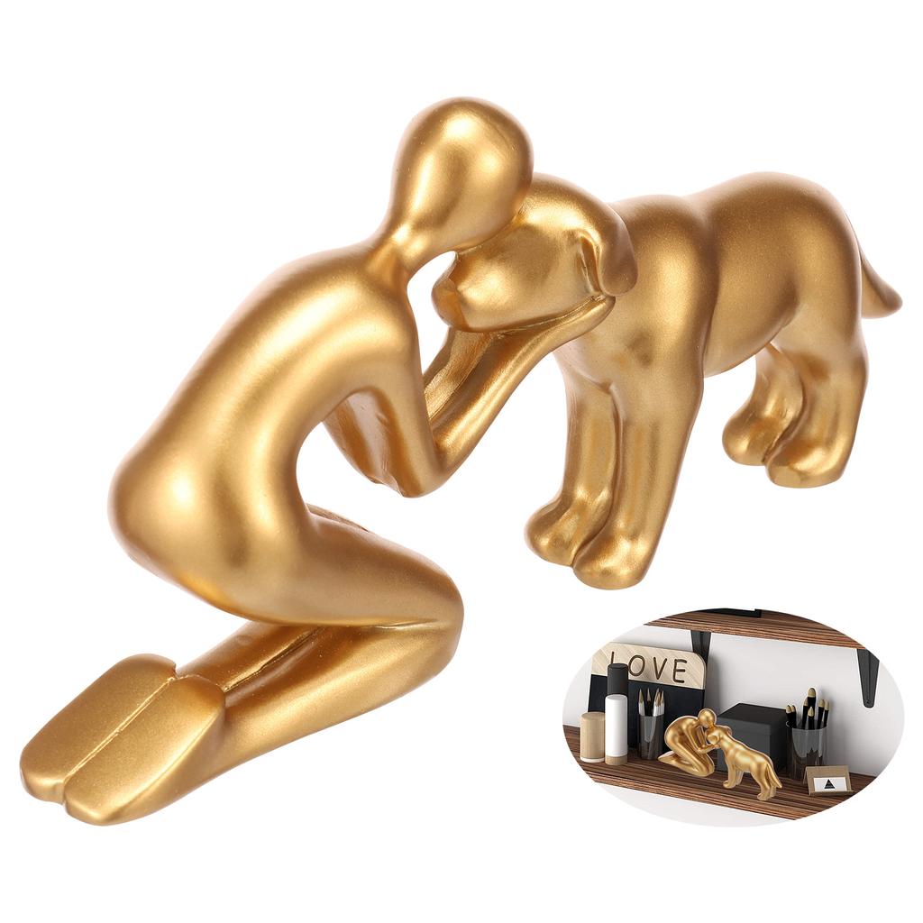 1 Kreativ Hartsstaty för Hundar och Ägaren - Personlig Familjetema Skrivbordskonst för Husdjursälskare Heminredning Hundstaty