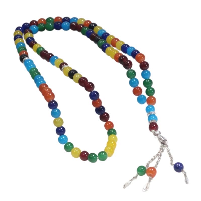 99 Beads Double Tone Simulated Agate Bracelet Lightweight Handmade Jewelry For Formal Event And Daily Wear