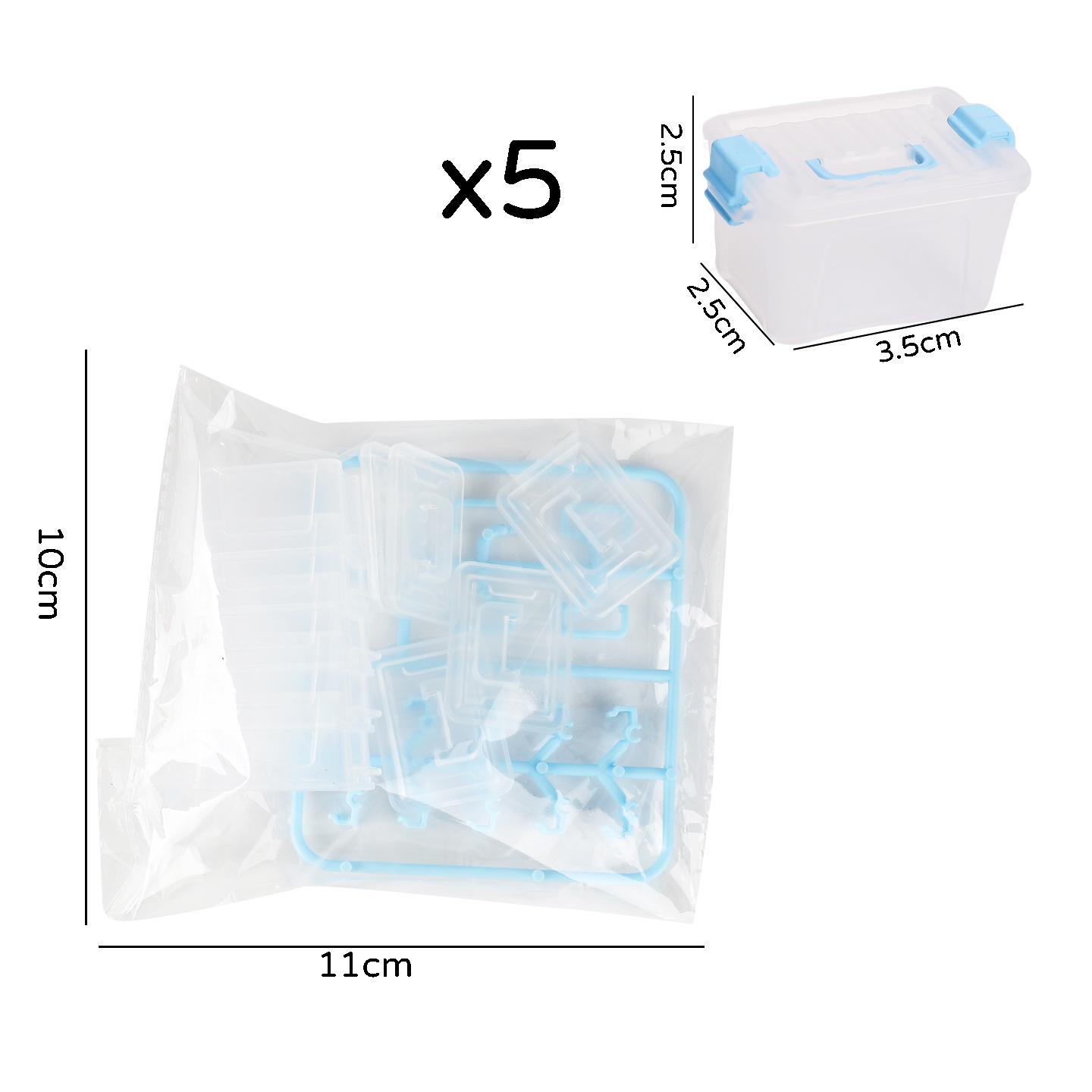 

5 Mini Suitcase-Style Storage Boxes: Transparent Small Item Storage Boxes, Miniature Scene DIY Accessories синий