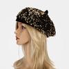 Women's Sequin Beret: Autumn Winter Trendy Street Style Painter's Hat - Versatile European & American Fashion Pumpkin Design.