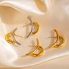 Stainless Steel Metal Line Stud Earrings for Women Fashion Gold Silver Color C-shape Geometric Earrings Jewelry Gift 2026