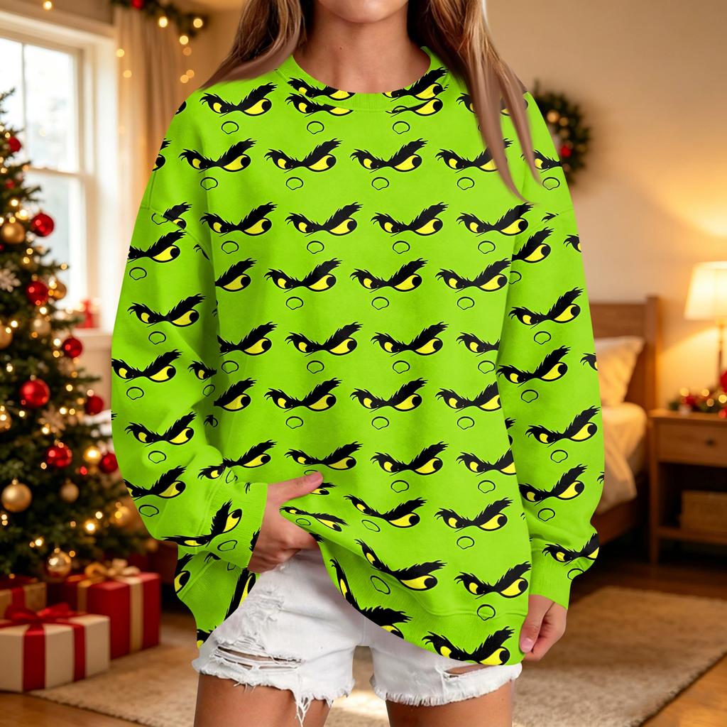 Women's Casual Christmas Print Neck Pullover Sweatshirt