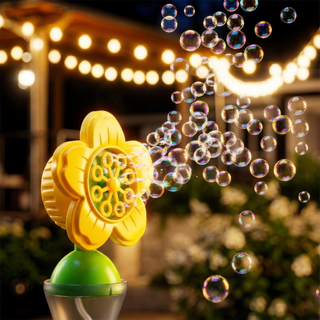 Sunflower-shaped Bubble Machine, Street Lamp Bubble Toy, With Four Of Height Adjustment, Bubble Machine,140ml