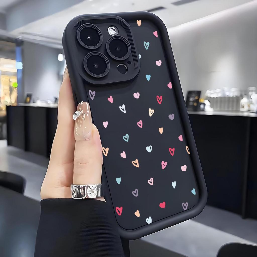 Colorful Heart Diamond Sand Staircase Sky Eye Black Groove Case for iPhone 15/16/17