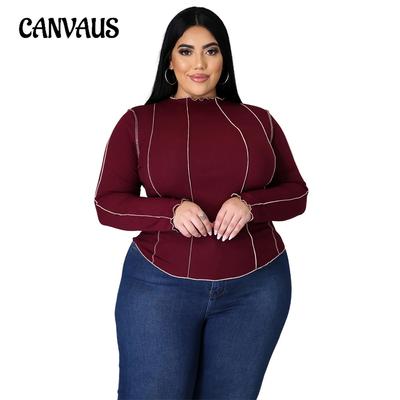 Hauts à manches fleurs à bords inversés de couleur unie pour femmes grandes tailles