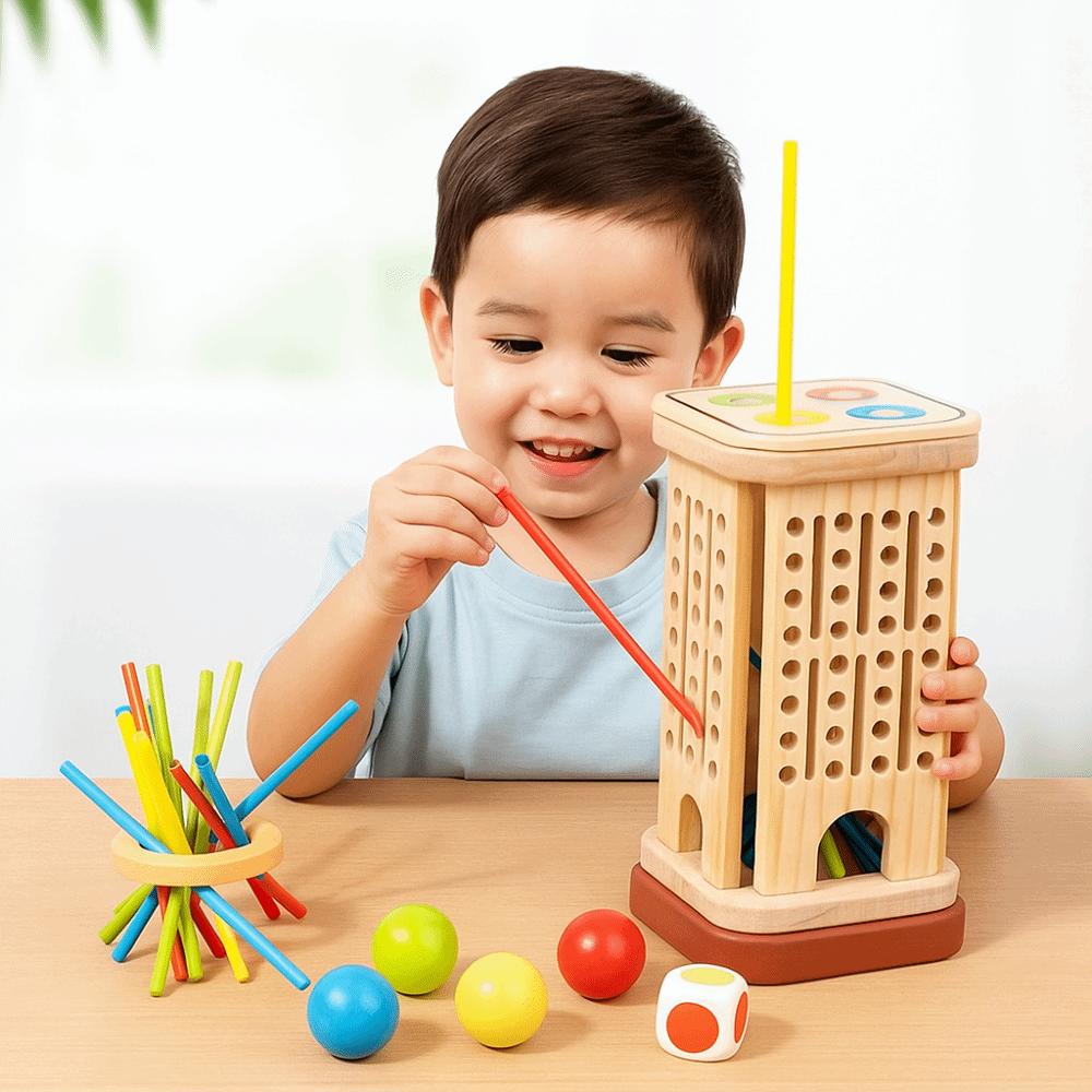 Fun Wooden Stick Board Game Colorful Sticks Wooden Stick Tower Toy Set  Boys/Girls