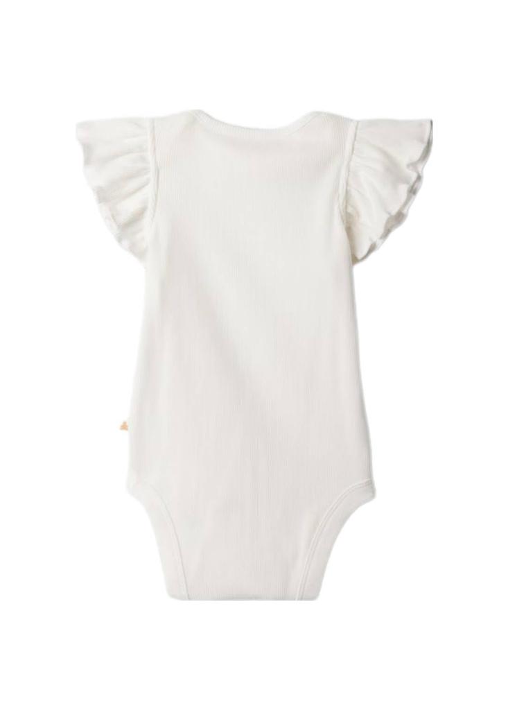 GAP babyGap Rompers for Kids Girls Brannan Favorite Ruffle Frill Bodysuit Coverall Body Shirt (White, 18-24 months)