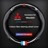 Leather Carbon Fiber Car Steering Wheel Cover Emblem For Mitsubishi Pajero Outlander XL Montero Lancer Triton l200 Galant