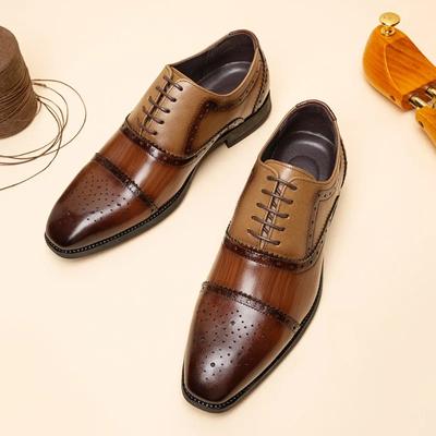 Herrenschuhe im britischen Stil, formelle Schuhe für das Büro, Herren-Gesellschaftsschuhe, verschleißfeste Herren-Leder-Farbmixschuhe, Sapato Social Masculino
