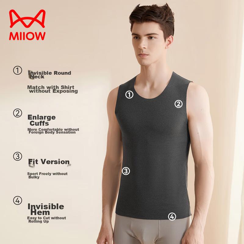 MIIOW [Cashmere Silk Thermal Undershirt] Men's Autumn And Winter Seamless Top Inner Wear, 2025 New Style Men's Thermal Vest