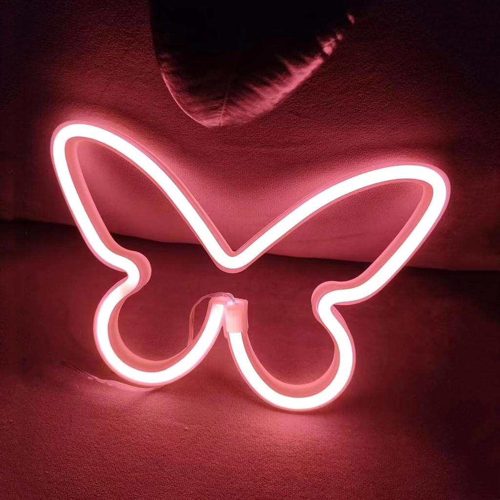 Coral Pink Butterfly Neon Signs for Wall Office Colleage Apartment Dorm Wedding Birthday Party Decor,Neon Butterfly Led Signs Decorations Night Light