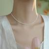 Pearl Necklace Female Gift Mother Glass Imitation Pearl White Round Bead Jewelry Cheongsam Accessories Collarbone Chain Neck Chain