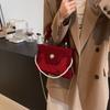 Women's Winter 2025 Red Wedding Crossbody Tote Handbag: Small Capacity Bag for Brides