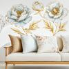 Gold Leaf Flower Wall Sticker Removable Self-Adhesive Background Decor for Bedroom Living Room Home Decoration