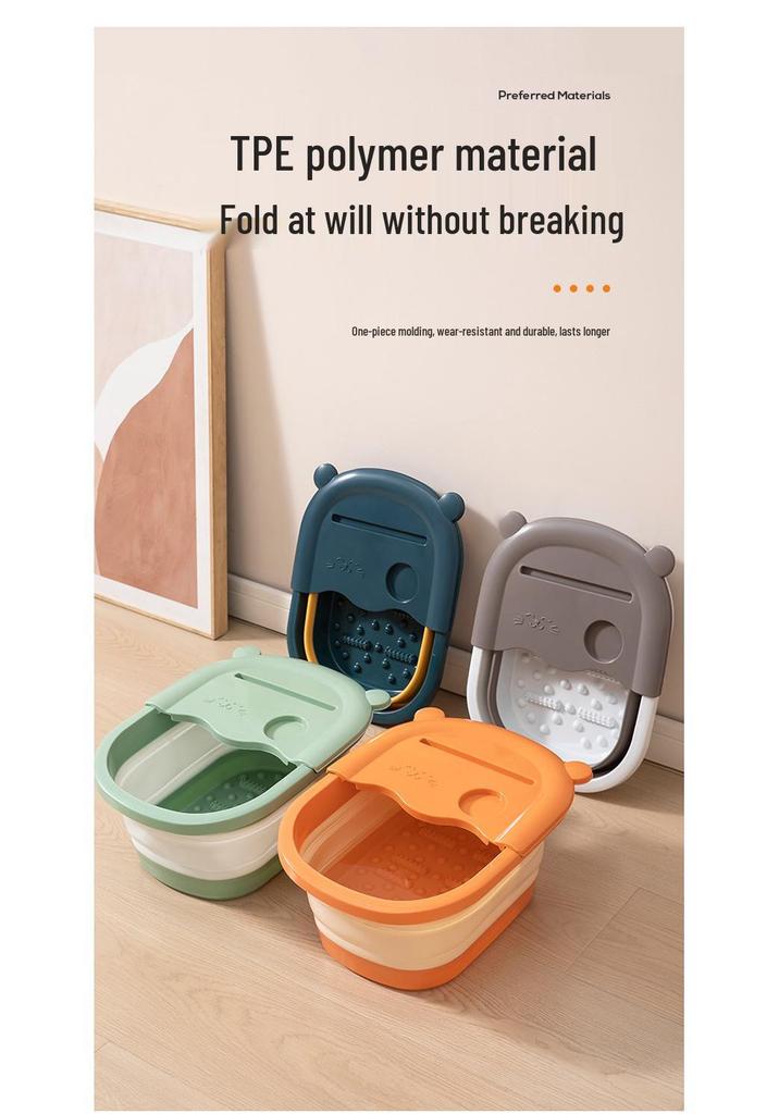 Foldable Foot Bath Basin with Lid and Foot Protection, Over-the-Calf Design, Constant Temperature, Plastic Basin for Foot Soaking and Washing.