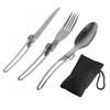 3PCS Vouwmes Vork Lepel Set Vouwbare Bestekset Roestvrijstalen Camping Bestekset voor