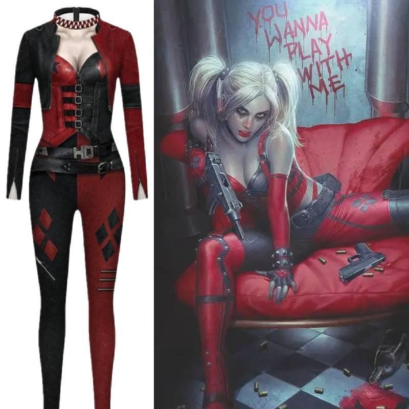 Women Classic Quinn Anime Costume Halloween Cosplay Jumpsuit Costume