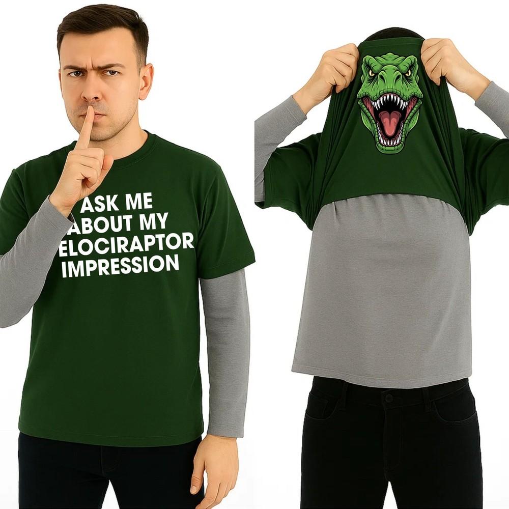 

Спроси меня про мою футболку-перевертыш с велоцираптором, с принтом динозавра, забавная, 100% хлопок 3XL