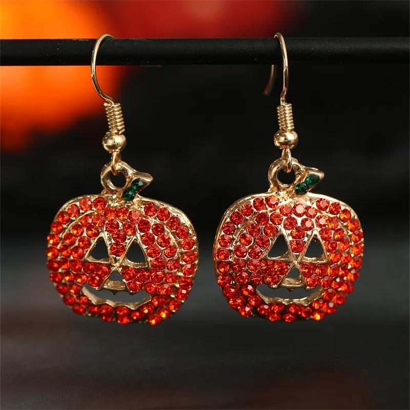 1 Pair Halloween Earrings Pumpkin Skull Metal Earrings Female Jewelry Ghost Festival Female Ear Jewelry Earring New