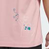 Adidas Letter Print Crew Neck Cotton Casual Loose Short Sleeve Drop Shoulder T-Shirt Men Tops Miracle-Purple Pink JP4580