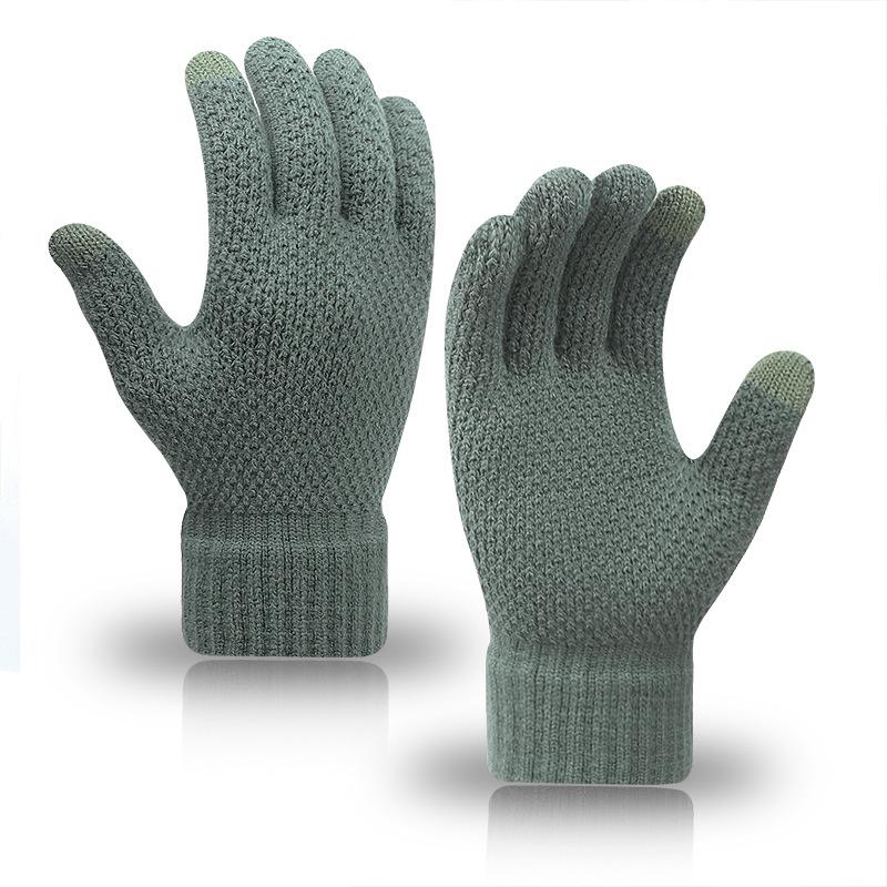 Men's and Women's Knitted Touchscreen Gloves: Warm, Velvet-Lined, Thickened, Separate-Finger Design for Autumn and Winter