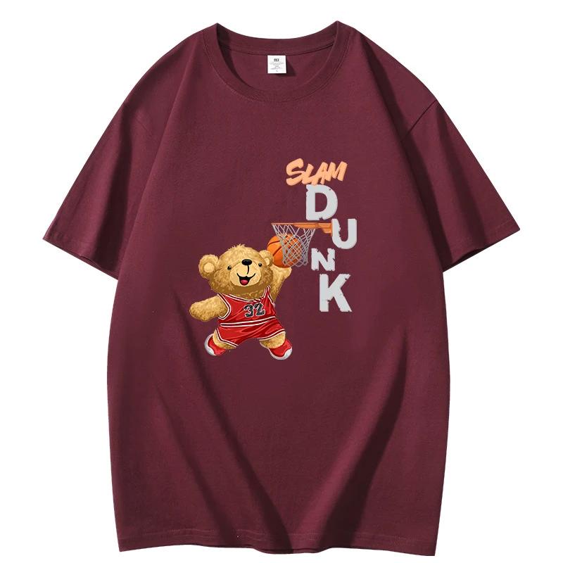 

Футболки с графическим принтом Футболка с принтом Teddy Bear Slam Letter Белая хлопковая летняя футболка Футболки Harajuku для женщин Топ для мужчин XXL