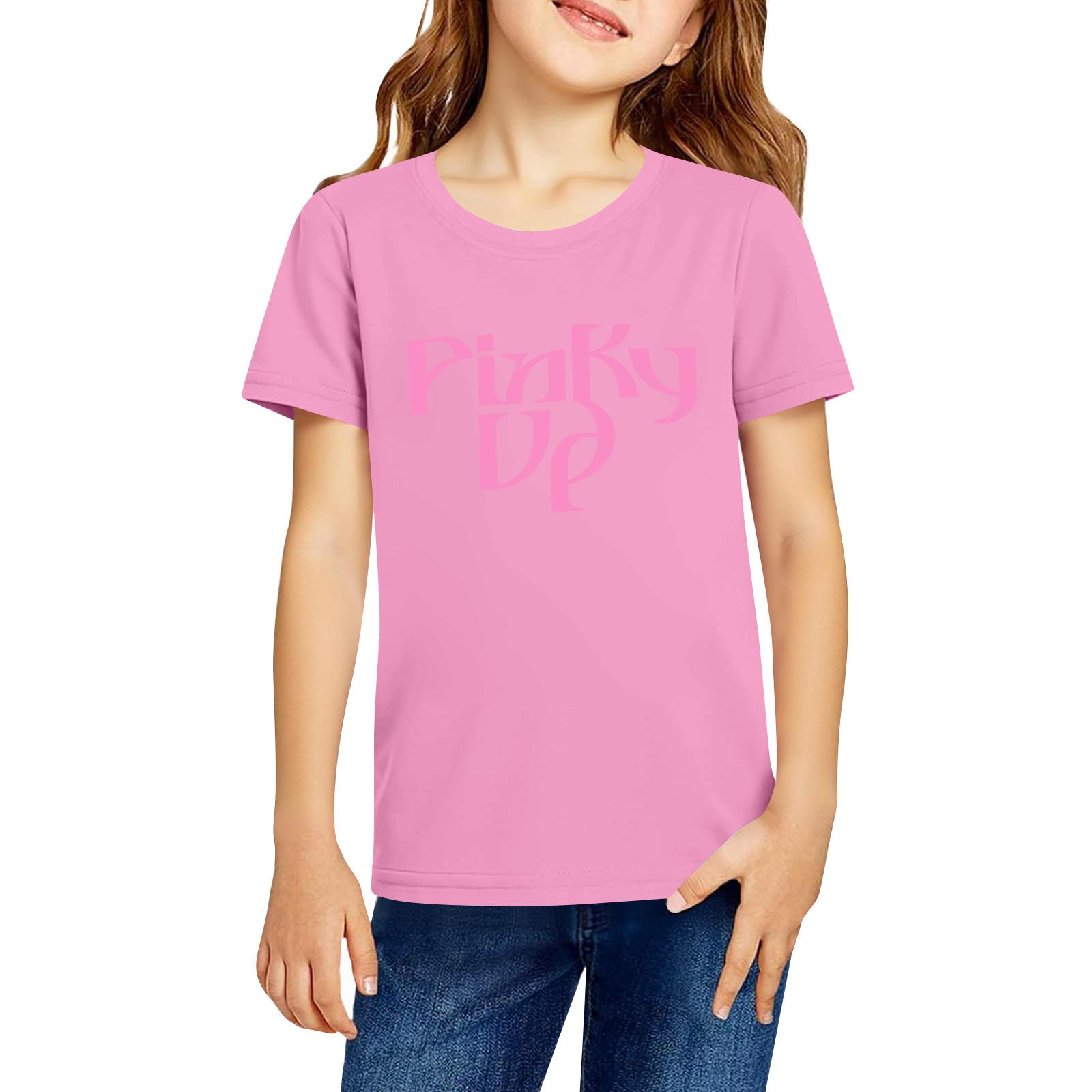 

Kids Casual Short Sleeve T Shirt Graphic Print Lightweight Soft Fabric Comfortable Fit Everyday Wear 160 рожевий