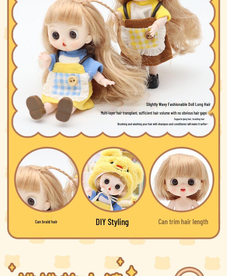 Trendy OB11 Sweetheart Bear Doll: Multi-Jointed, Poseable, and Dressable Figure