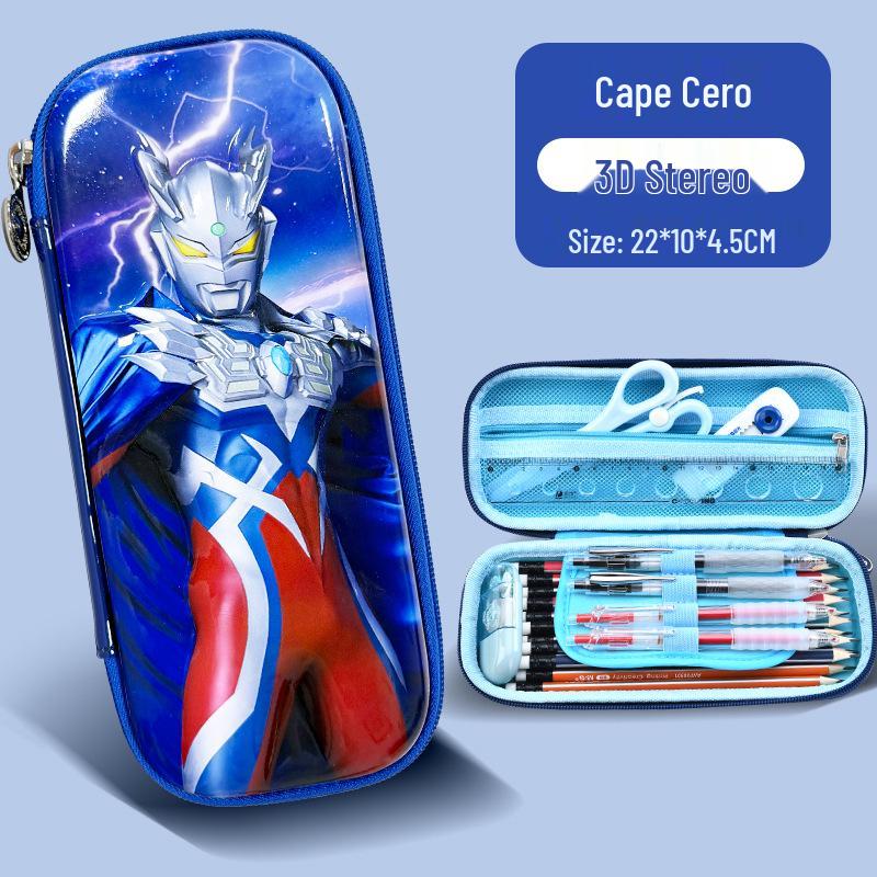 Waterproof Ultraman Cartoon Pencil Case for Kindergarten and Primary School Kids - Large Capacity Stationery Organizer