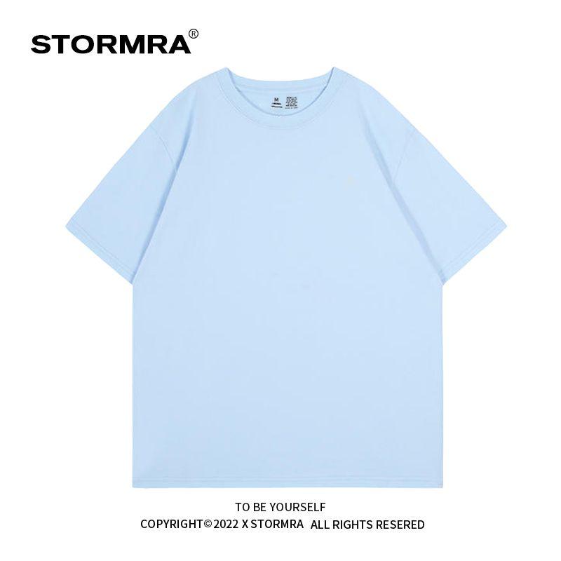 

Minimalist Pure Color Bottoming Shirt Preppy Style Short Sleeve T-Shirt Milk Blue S