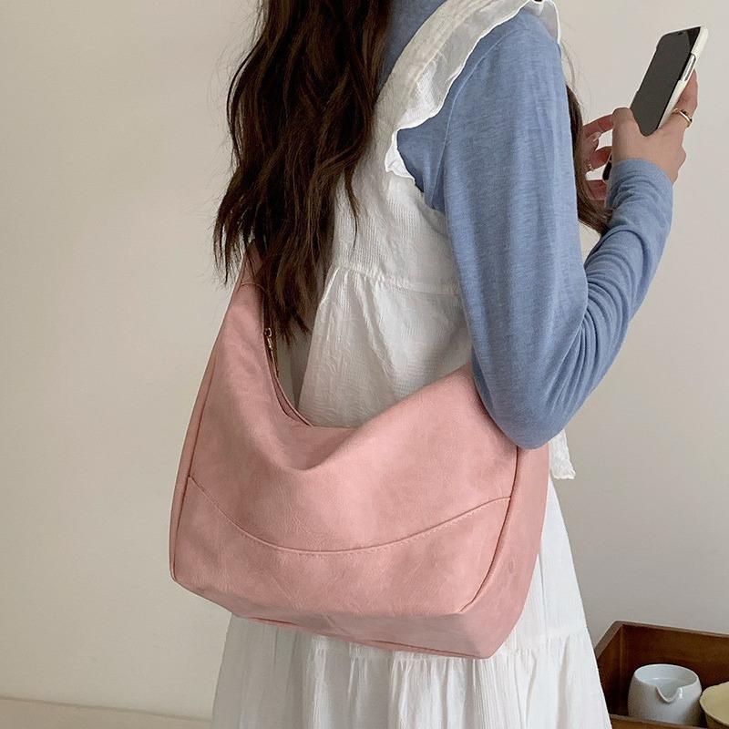 Large Capacity Dumpling Bag Women's New Summer Shoulder Messenger Bag Students Commute To Class Pink Tote Bag