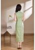 Chinese Retro Green Sleeveless Qipao - Elegant Spring/Summer Dress