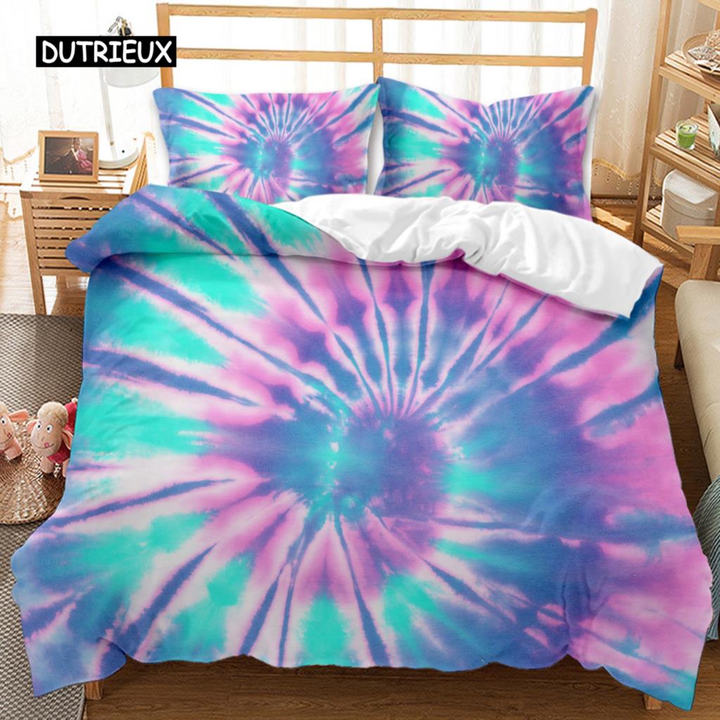 Boho Tie Dye Duvet Cover Set Hippie Bed Sets Blue Purple Colorful Twin Bedding Set Gypsy Queen King Size Polyester Qulit Cover