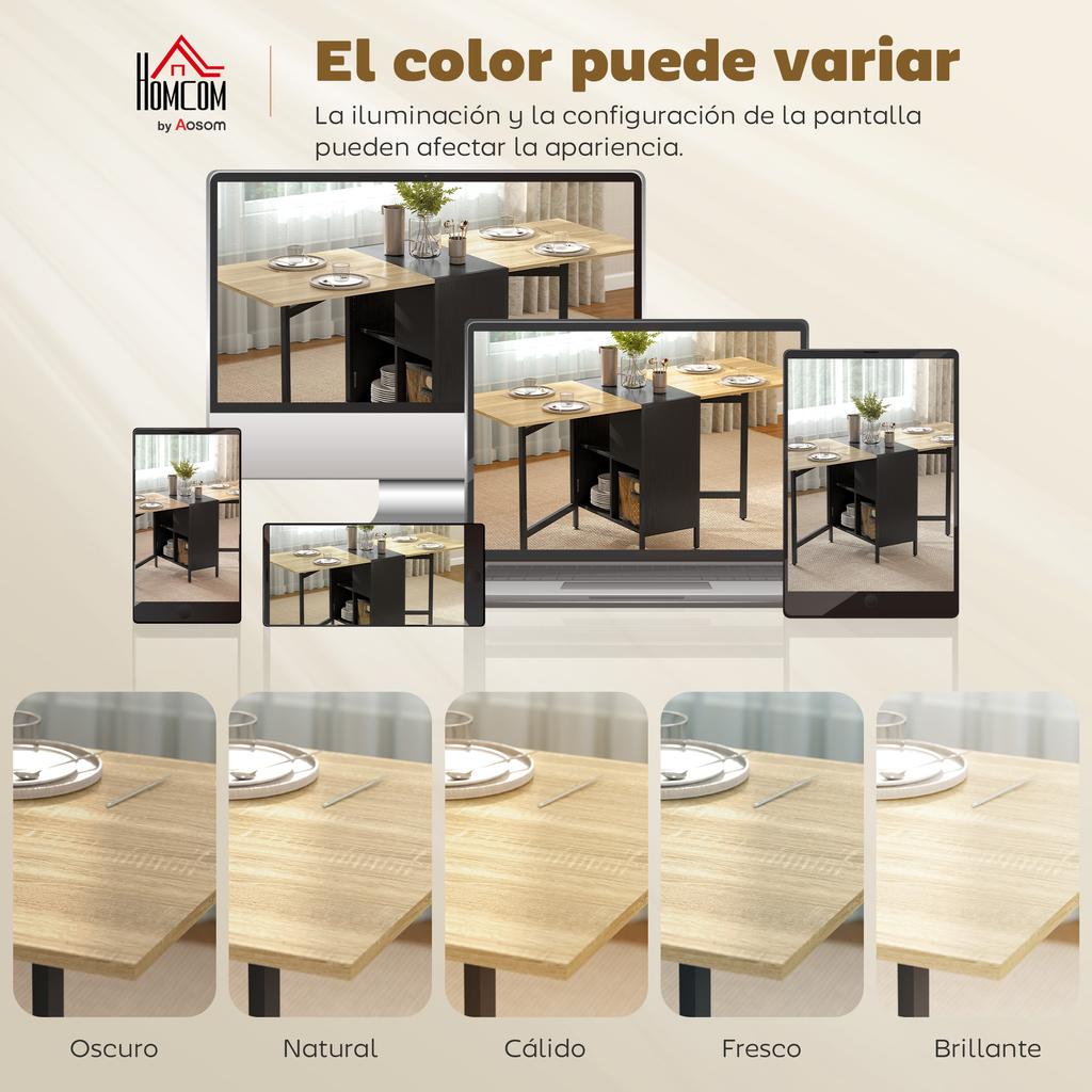 Folding Dining Table with Drop Leaves 4 Compartments 3 Shapes for Kitchen Living Room 169x60x75 cm Dark Natural