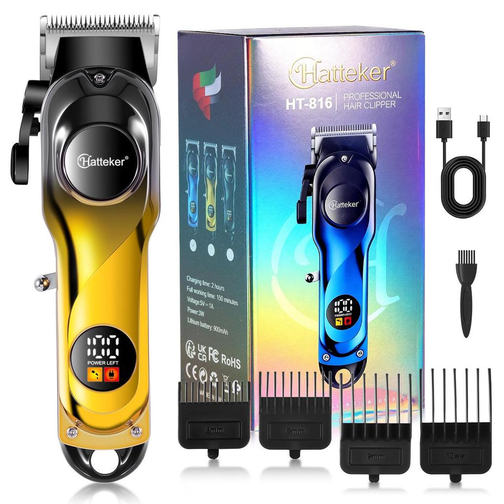 Hatteker Barbier-Haarschneider - 5100 U/min Starker Motor Haartrimmer mit Verstellbarer Klinge & USB-Aufladung