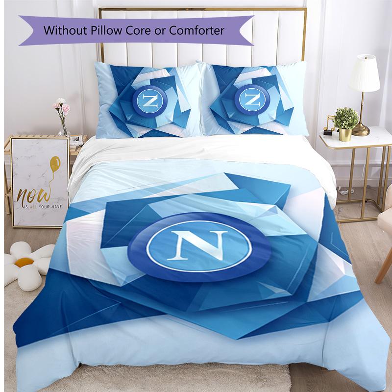 Set Lenzuola 3 Pezzi Stampato Napoli FC Traspirante Copripiumino con Federe Biancheria da Letto Decorativa per Camera da Letto Casa