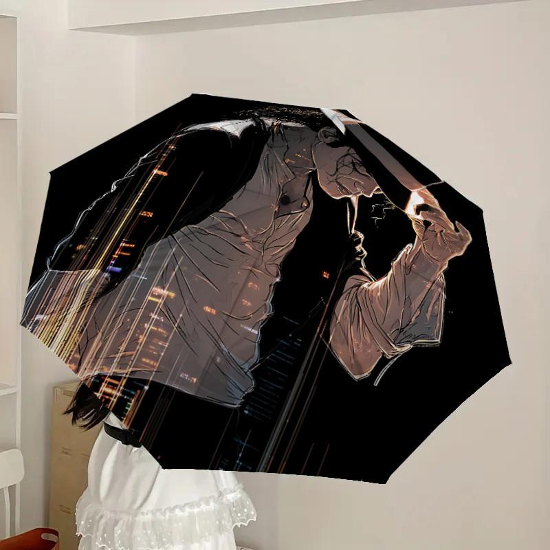 1pc Michael Jackson Automatic Folding Umbrella, Portable Collapsible Design, Casual Outdoor Accessory L1202007