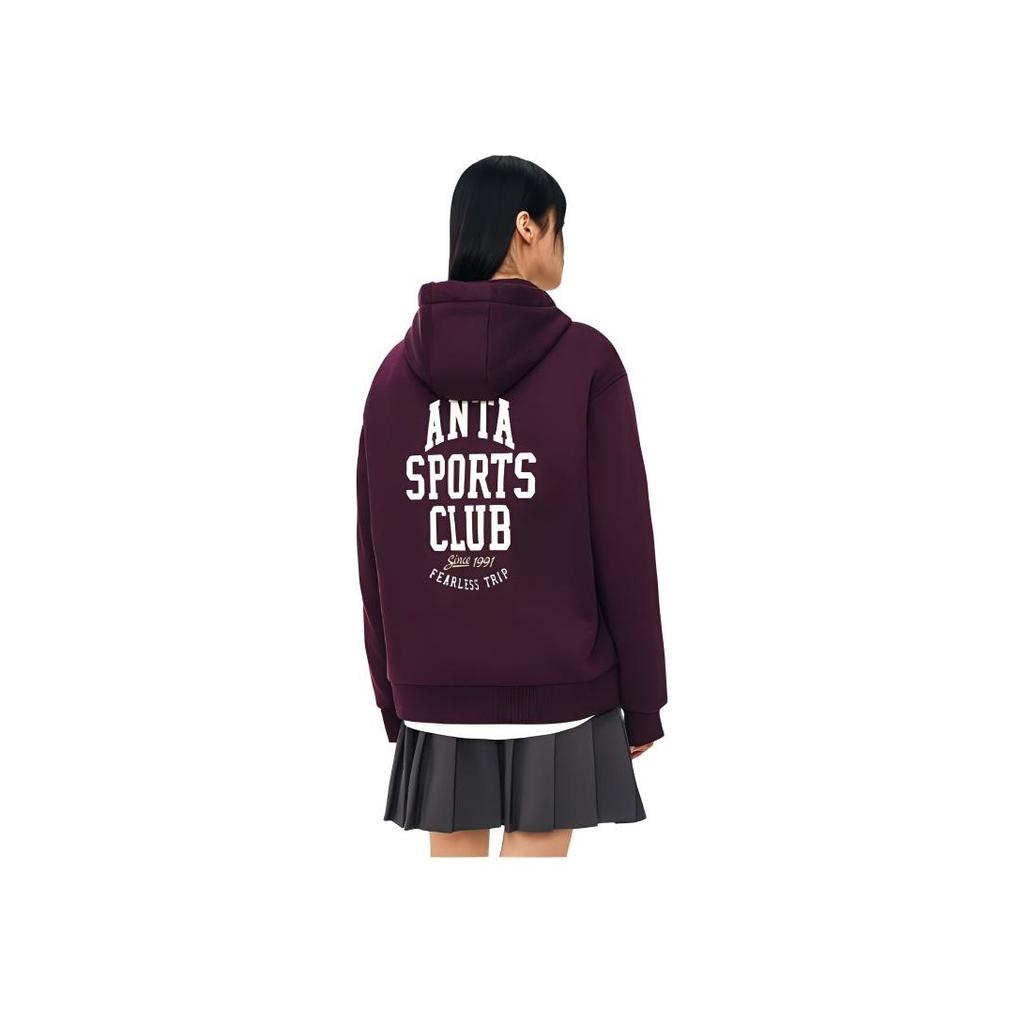 Anta Comfortable Breathable Versatile Hooded Sweatshirt Women Sweatshirts Plum-Purple 162448701N-3
