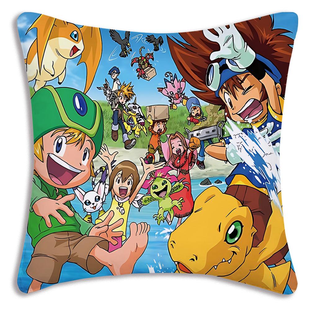 Anime For D-Digimons Pillow Covers Cartoon Sofa Decorative Home Double-sided Printing Short Plush Cute Cushion Cover