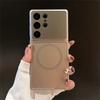 For Magsafe Magnetic Phone Case for Samsung Galaxy S26 Plus S25 S24 S23 Ultra Large Window Frosted Shockproof Protective Cover
