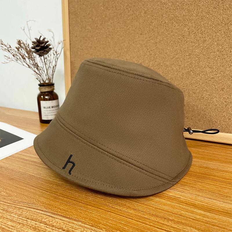 Fischerhut Kinder Frühling und Herbst Mode Buchstabenstickerei h Standard Bucket Hat Gesicht zeigend vielseitig Kordelzug Beckenhut