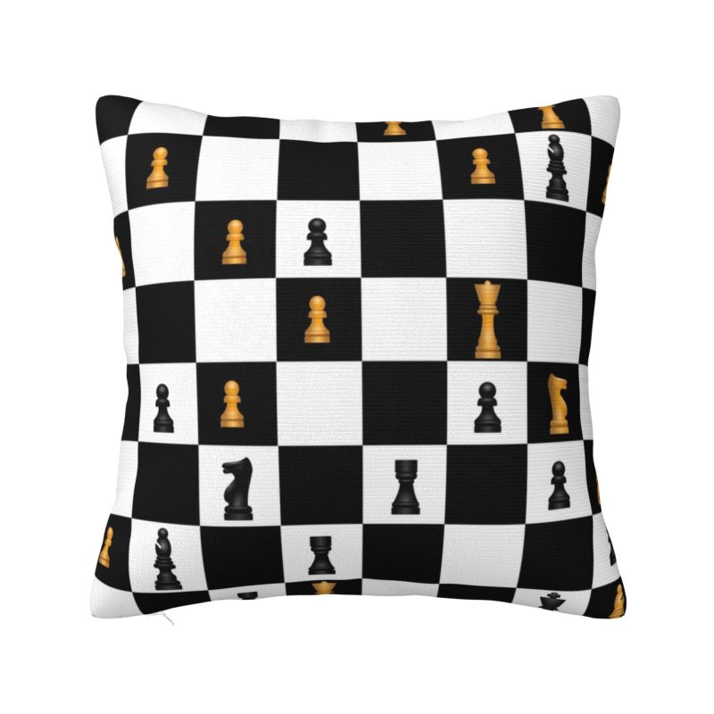

Custom Power Play Chess Game Cushion Covers Chess Lover Piece Velvet Modern Pillow for Car Sofa 30x30cm 12x12in