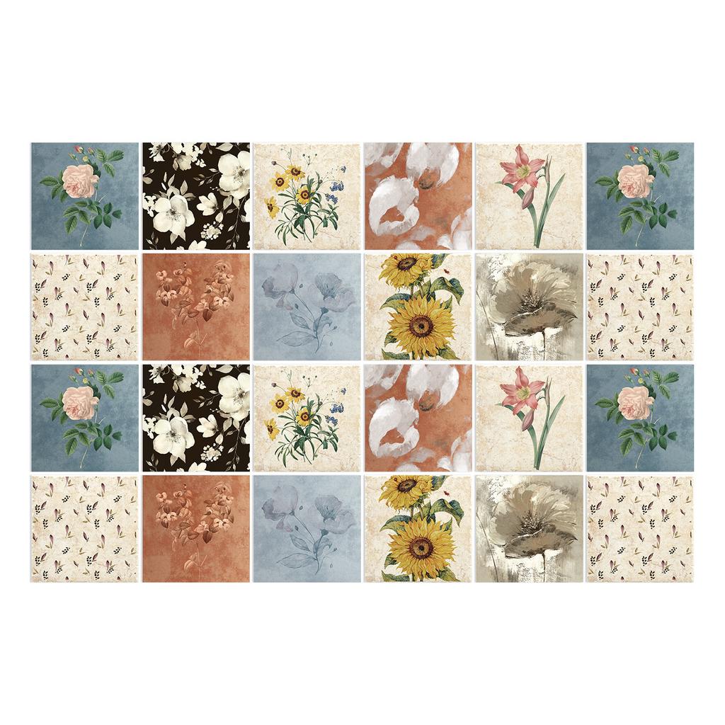 European Style Tile Art Tile Sticker Kitchen Living Room Waterproof And Oil-Proof Wall Decorative Wall Sticker Self-Adhesive