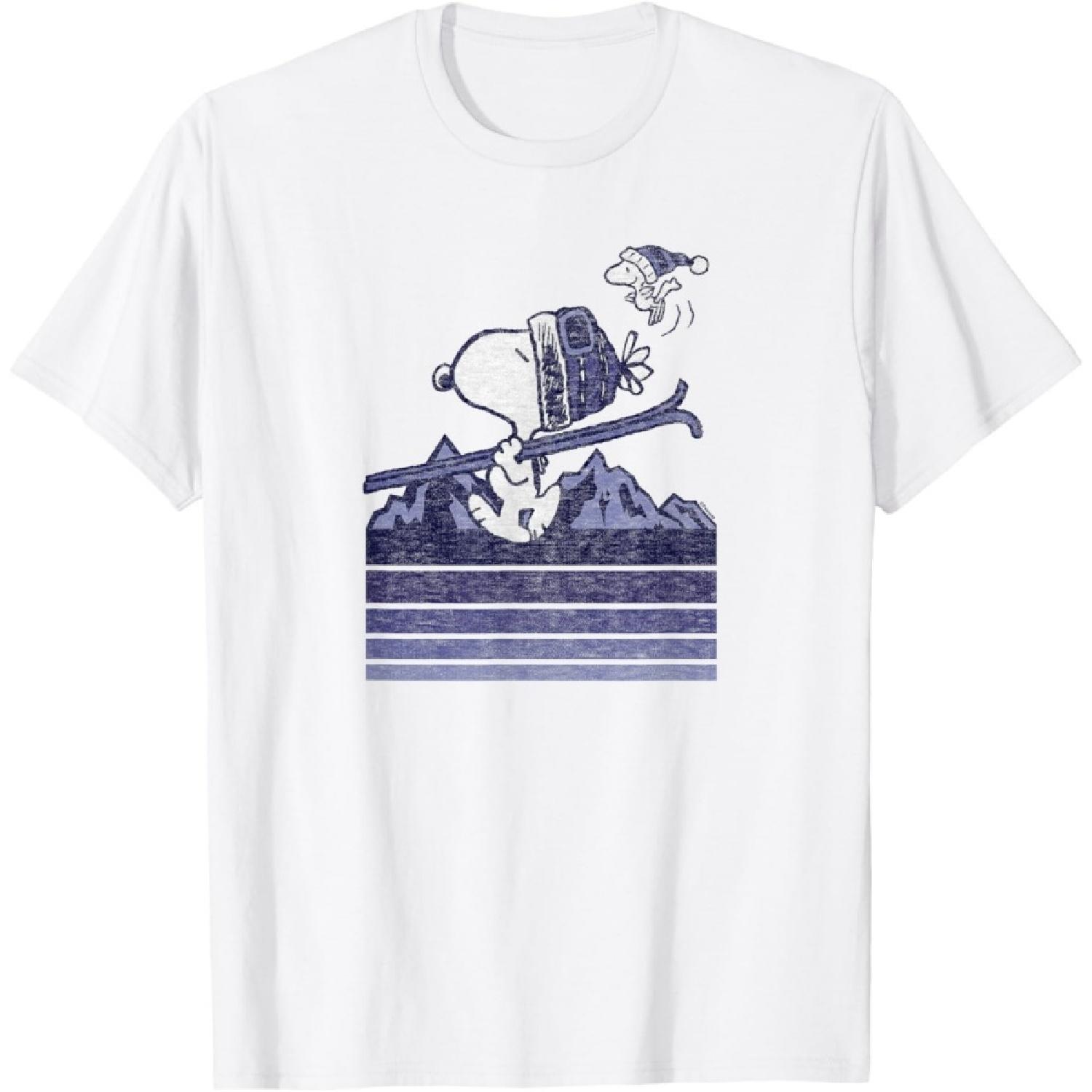 Peanuts - Футболка Снупи Вудсток Лыжные Полоски S белый