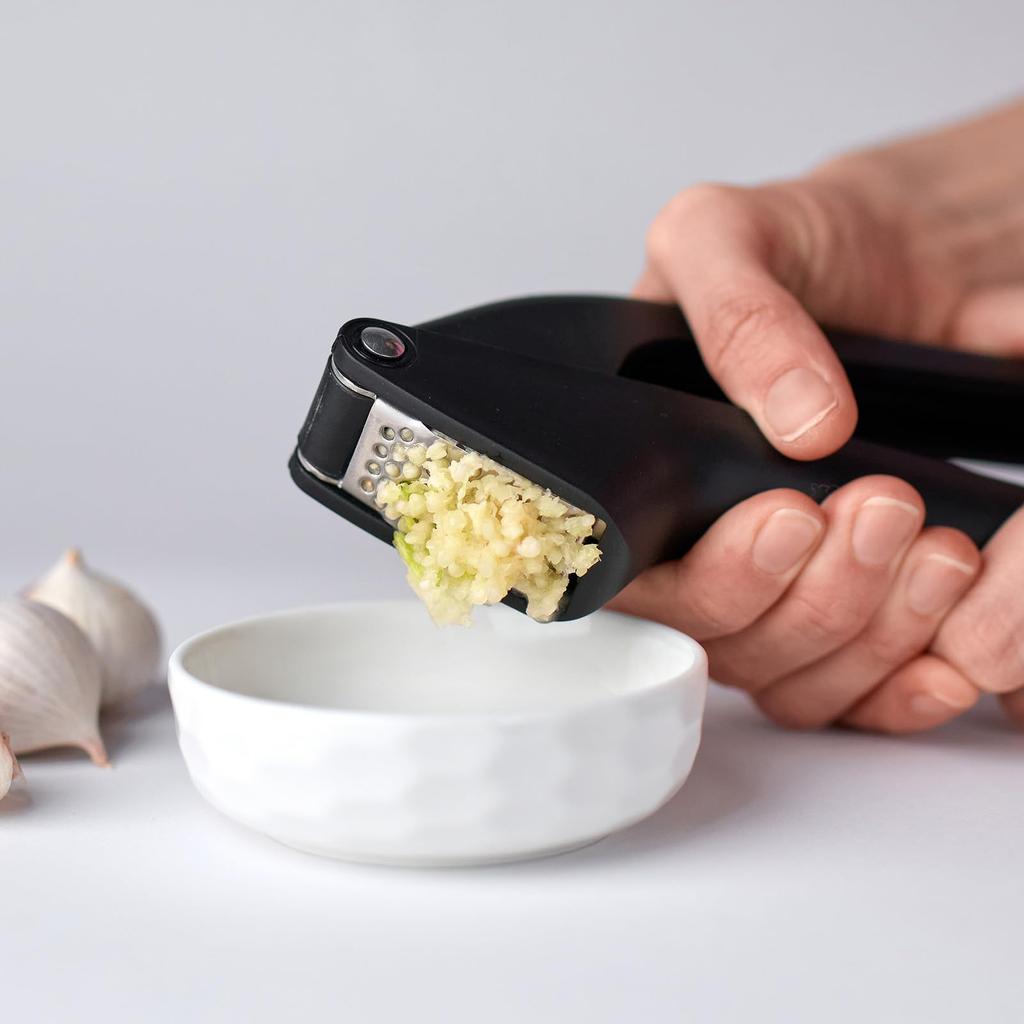 uxcell Garlic Press Inch Stainless Steel Garlic Kitchen Tool for Home and Professional White 7.5 Slicer/Crusher Use,